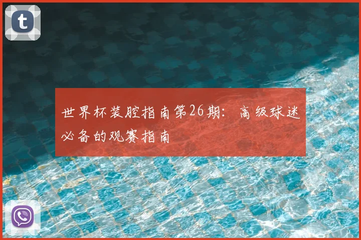 世界杯装腔指南第26期：高级球迷必备的观赛指南